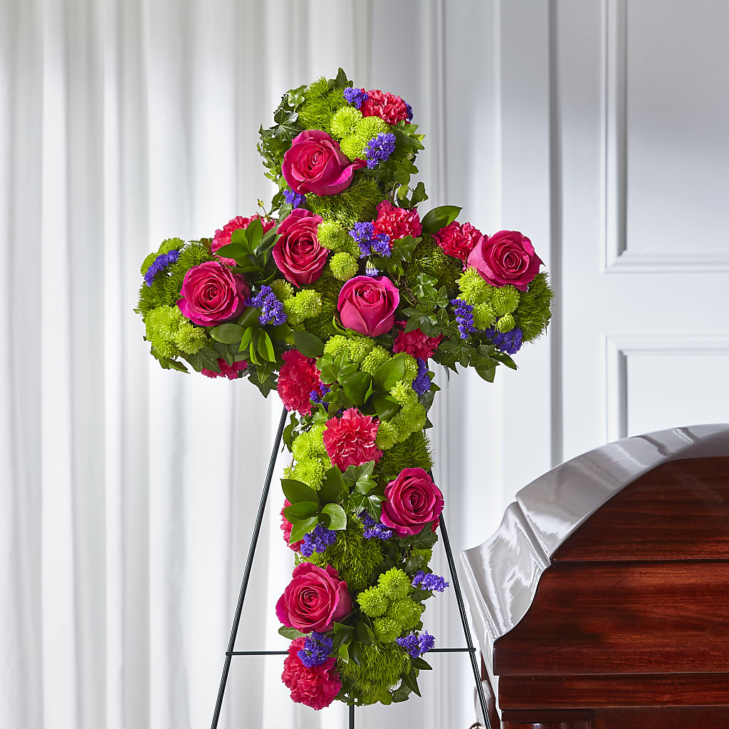 Tribute Rose Floral Cross – Awesome Blossom Flowers And Gifts, Citrus Heights CA