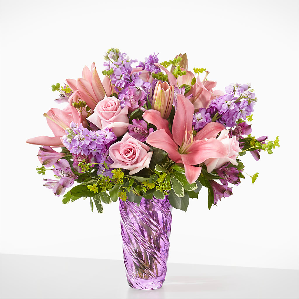 Precious Petals Bouquet with Luxe Swirl Vase – Awesome Blossom Flowers And Gifts, Citrus Heights CA