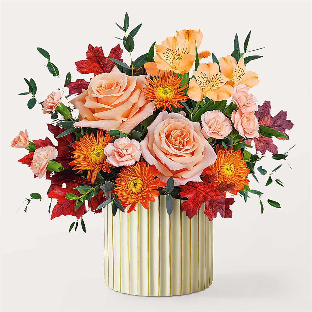 Spiced Latte Bouquet with Ivory Vase – Awesome Blossom Flowers And Gifts, Citrus Heights CA