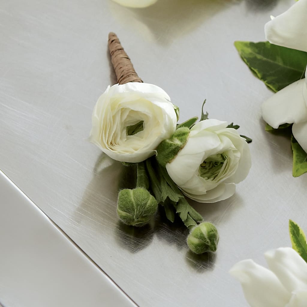White Ranunculus Boutonniere – Awesome Blossom Flowers And Gifts, Citrus Heights CA