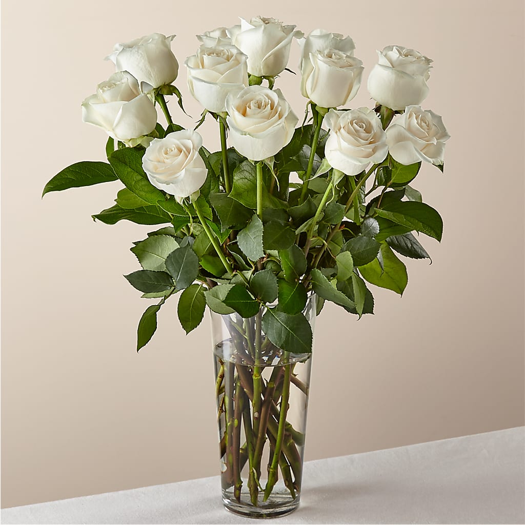 Long Stem White Rose Bouquet –  Awesome Blossom Flowers And Gifts, Citrus Heights CA