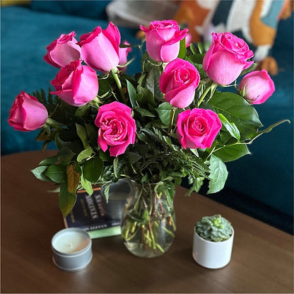 Long Stem Pink Rose Bouquet –  Awesome Blossom Flowers And Gifts, Citrus Heights CA