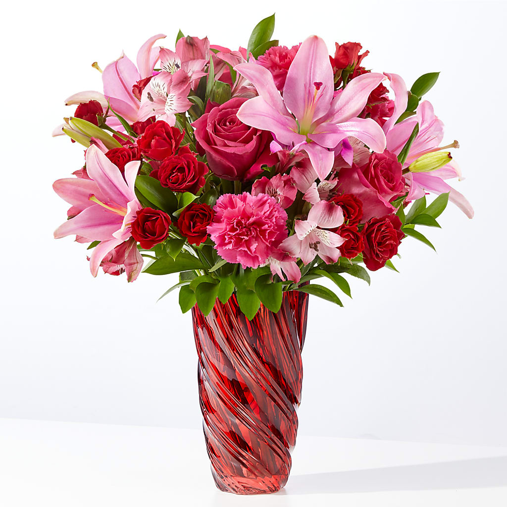 In Love Bouquet with Luxe Swirl Vase –  Awesome Blossom Flowers And Gifts, Citrus Heights CA
