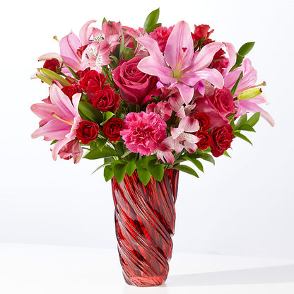In Love Bouquet with Luxe Swirl Vase –  Awesome Blossom Flowers And Gifts, Citrus Heights CA
