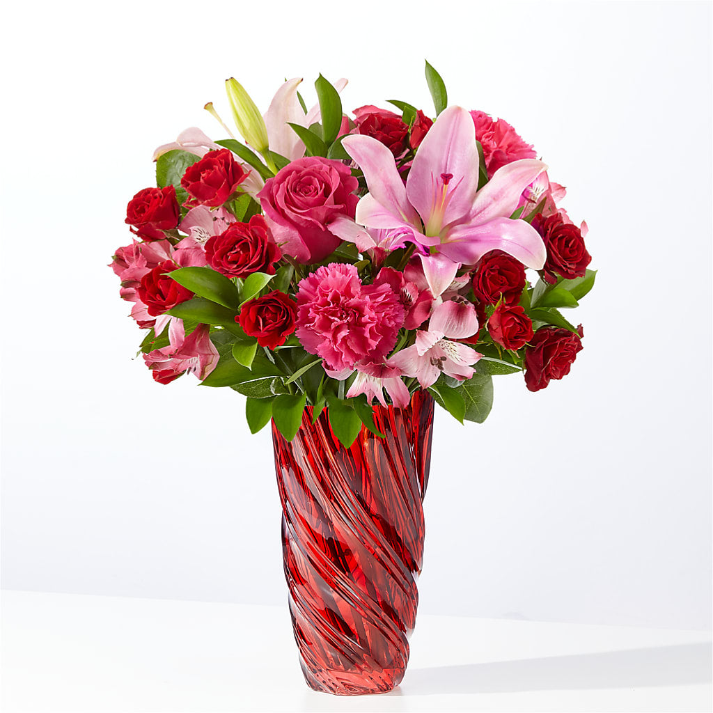 In Love Bouquet with Luxe Swirl Vase –  Awesome Blossom Flowers And Gifts, Citrus Heights CA