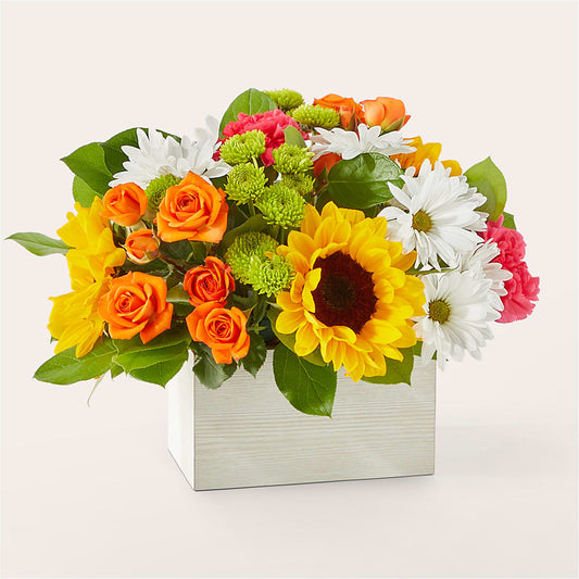 Sun-drenched Blooms Box Bouquet –  Awesome Blossom Flowers And Gifts, Citrus Heights CA