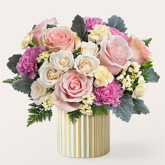 Blissful Moments Bouquet with Ivory Vase –  Awesome Blossom Flowers And Gifts, Citrus Heights CA