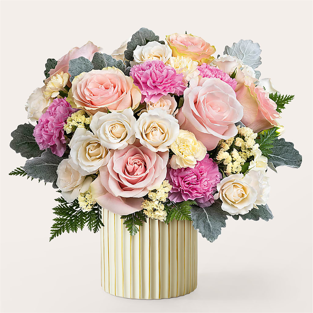 Blissful Moments Bouquet with Ivory Vase –  Awesome Blossom Flowers And Gifts, Citrus Heights CA