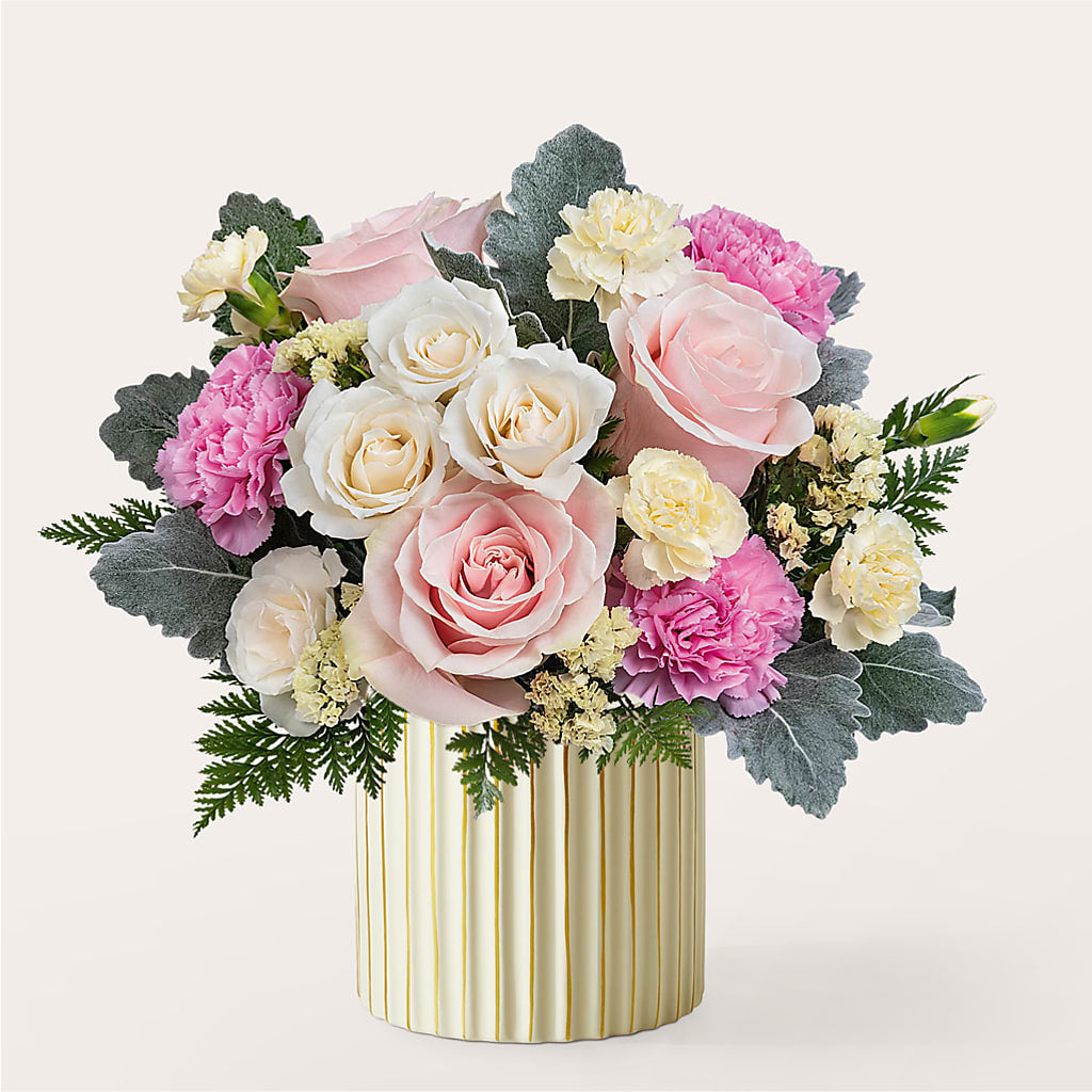 Blissful Moments Bouquet with Ivory Vase –  Awesome Blossom Flowers And Gifts, Citrus Heights CA