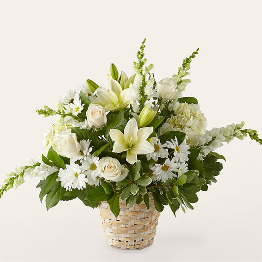 Ivory Elegance Floral Basket –  Awesome Blossom Flowers And Gifts, Citrus Heights CA