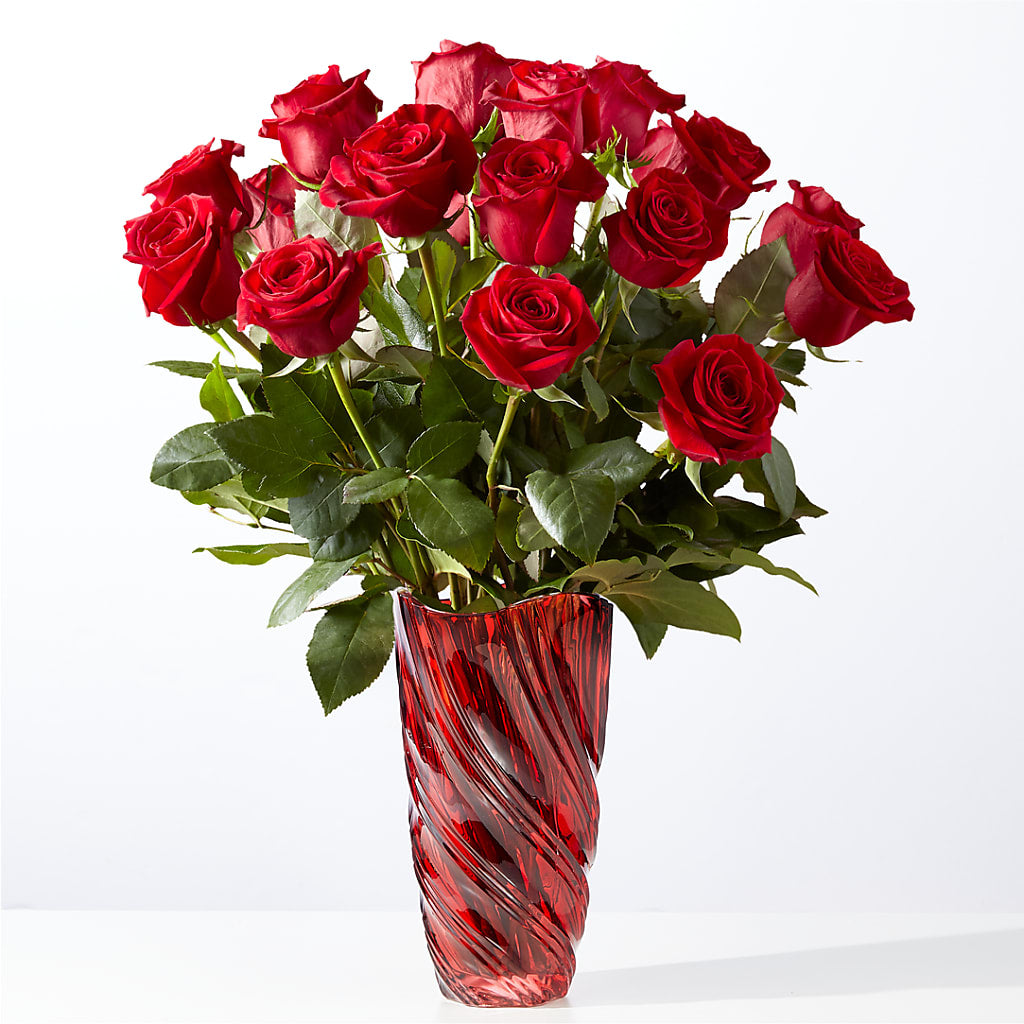 Classic Love Red Rose Bouquet with Luxe Swirl Vase –  Awesome Blossom Flowers And Gifts, Citrus Heights CA