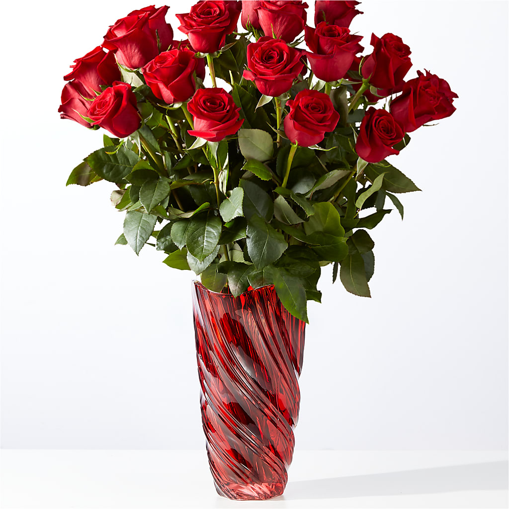 Classic Love Red Rose Bouquet with Luxe Swirl Vase –  Awesome Blossom Flowers And Gifts, Citrus Heights CA