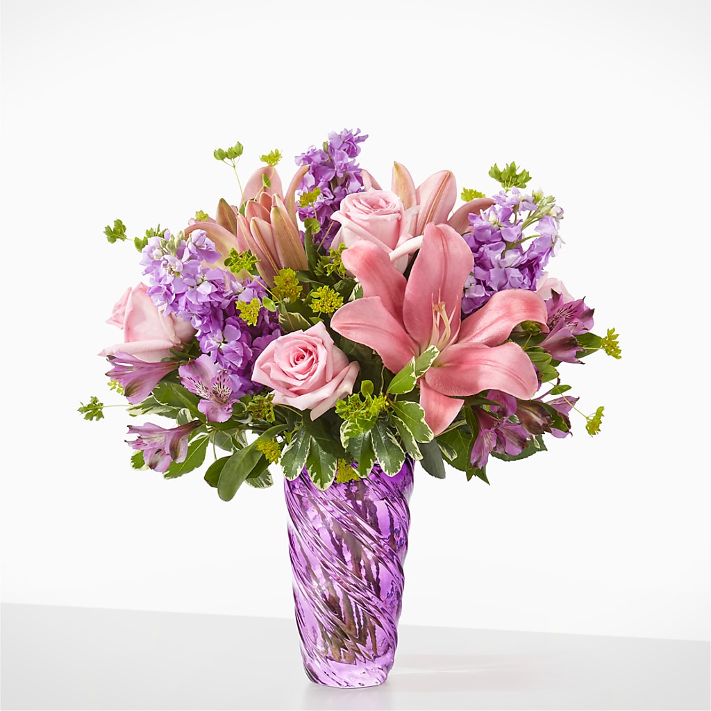 Precious Petals Bouquet with Luxe Swirl Vase –  Awesome Blossom Flowers And Gifts, Citrus Heights CA