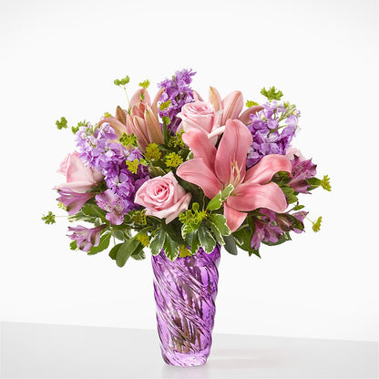 Precious Petals Bouquet with Luxe Swirl Vase –  Awesome Blossom Flowers And Gifts, Citrus Heights CA