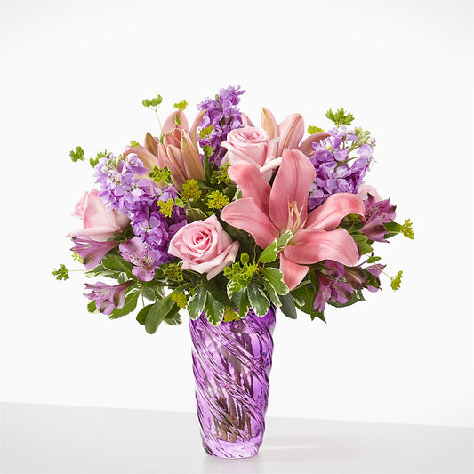 Precious Petals Bouquet with Luxe Swirl Vase –  Awesome Blossom Flowers And Gifts, Citrus Heights CA