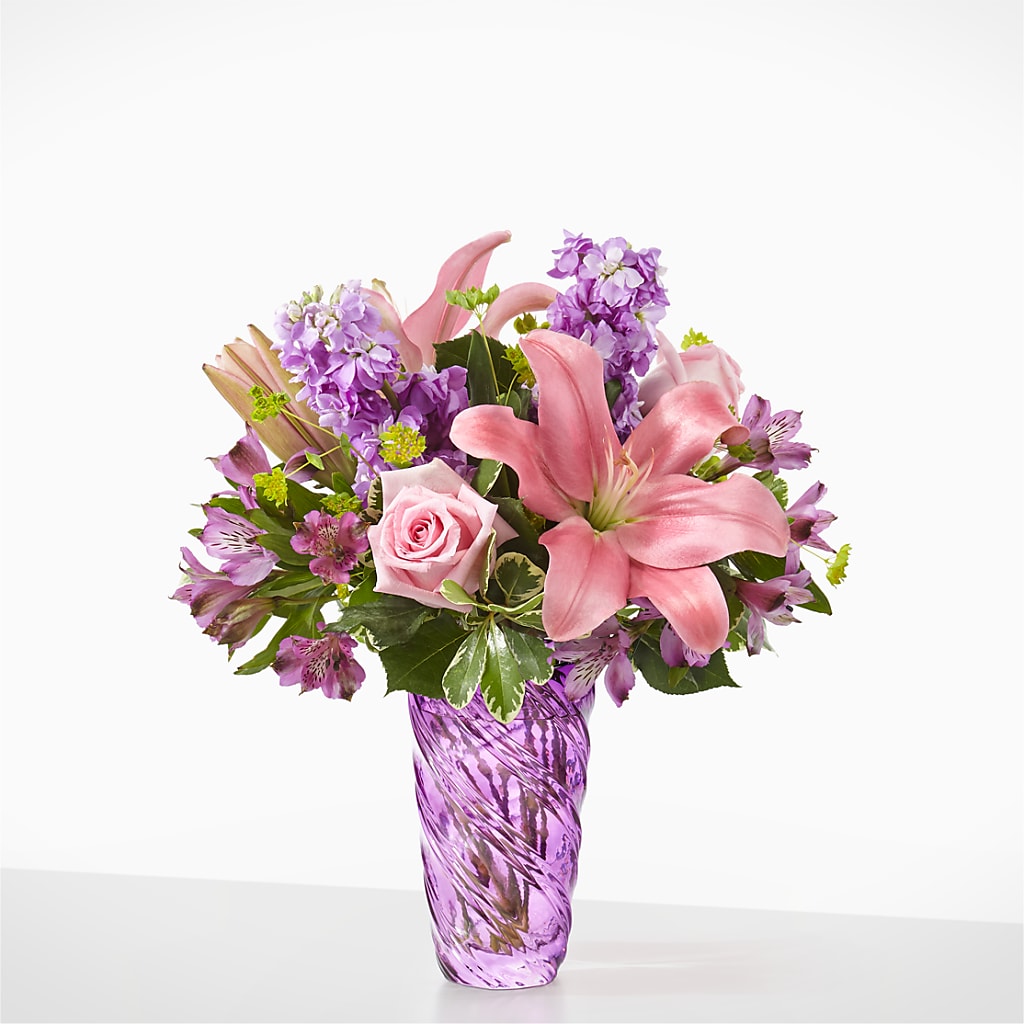 Precious Petals Bouquet with Luxe Swirl Vase –  Awesome Blossom Flowers And Gifts, Citrus Heights CA