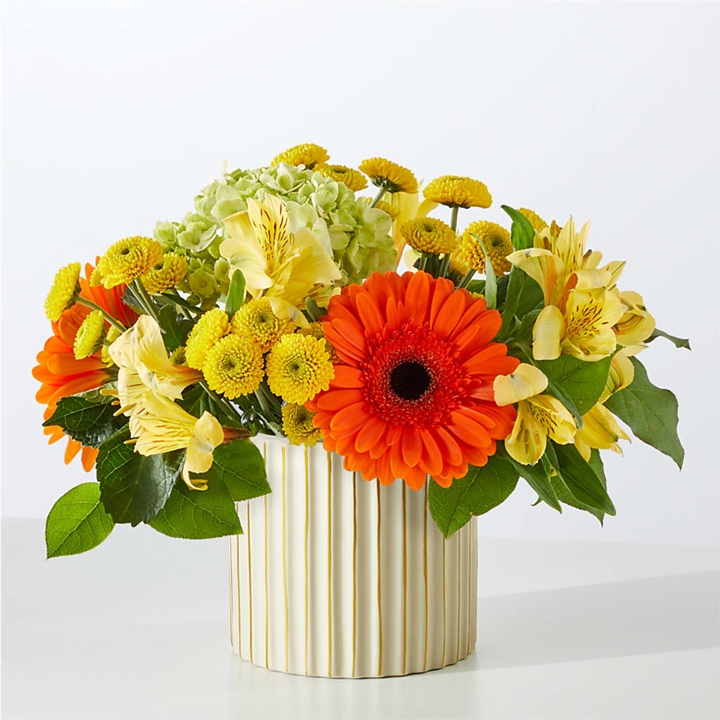 Autumn Sunshine Bouquet with Ivory Vase –  Awesome Blossom Flowers And Gifts, Citrus Heights CA