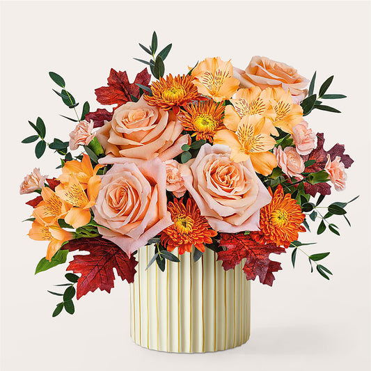 Spiced Latte Bouquet with Ivory Vase –  Awesome Blossom Flowers And Gifts, Citrus Heights CA