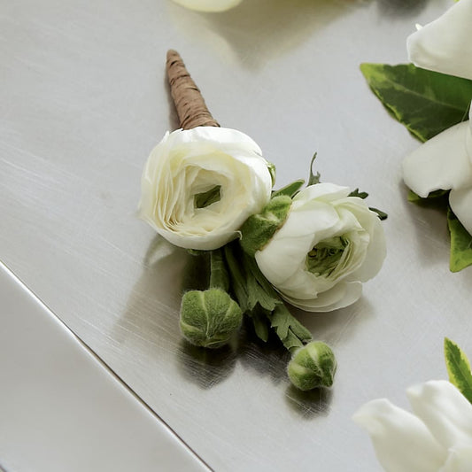White Ranunculus Boutonniere –  Awesome Blossom Flowers And Gifts, Citrus Heights CA
