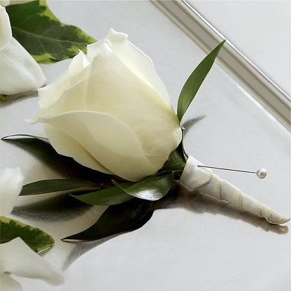 White Rose Boutonniere –  Awesome Blossom Flowers And Gifts, Citrus Heights CA