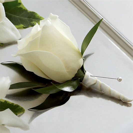 White Rose Boutonniere –  Awesome Blossom Flowers And Gifts, Citrus Heights CA